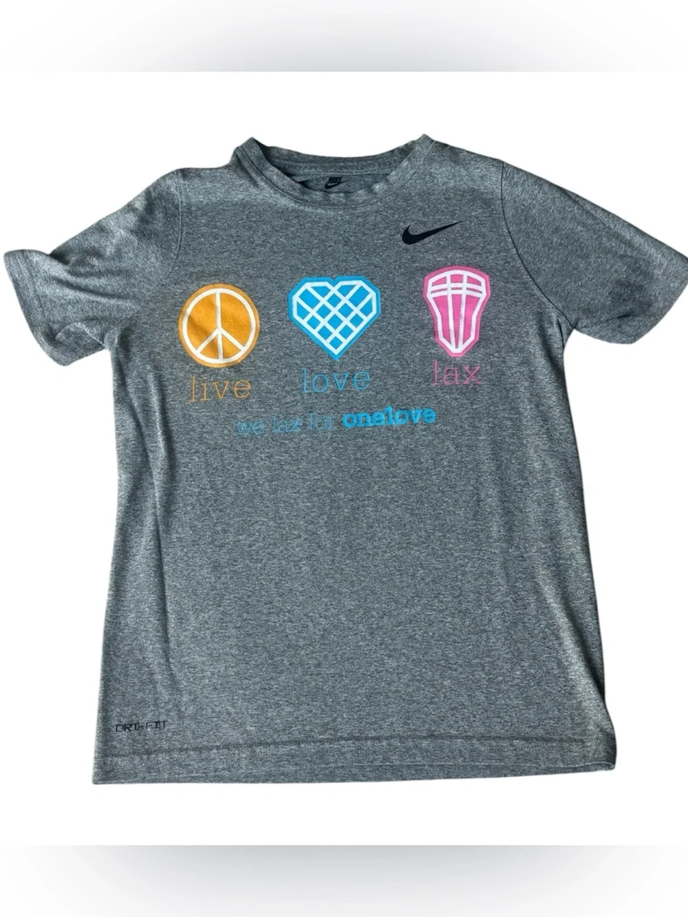 Nike Kids' Grey 'Live Love Lax' Graphic Tee
